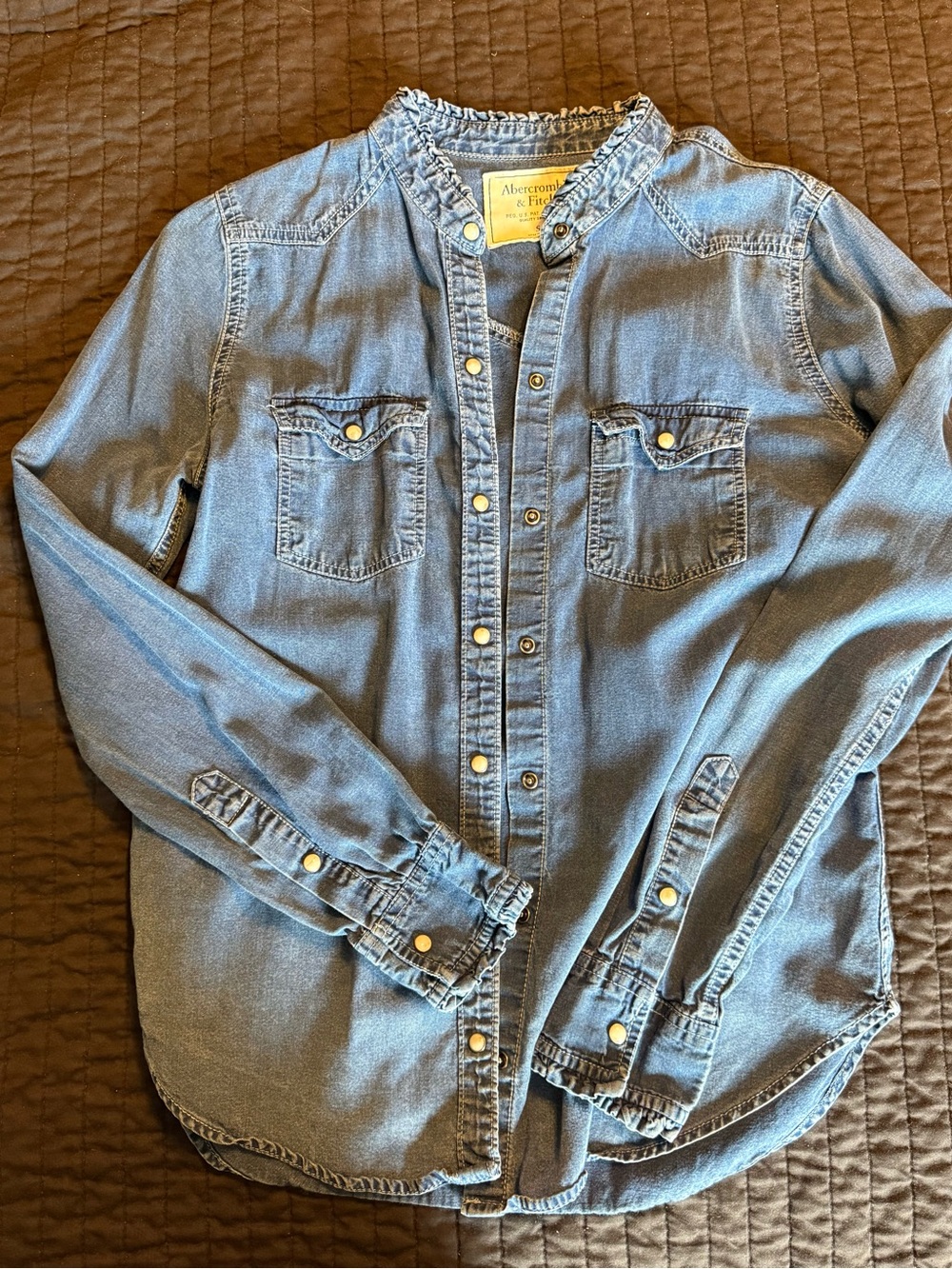 Abercrombie & Fitch Medium Wash Denim Button-Up Shirt